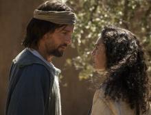 Tom as Isaac and Alexa Davalos as Rebekah in The Faithful